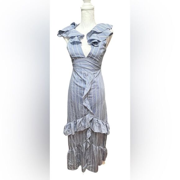 NWT English Factory Striped Ruffle Maxi Dress - Picture 2 of 7